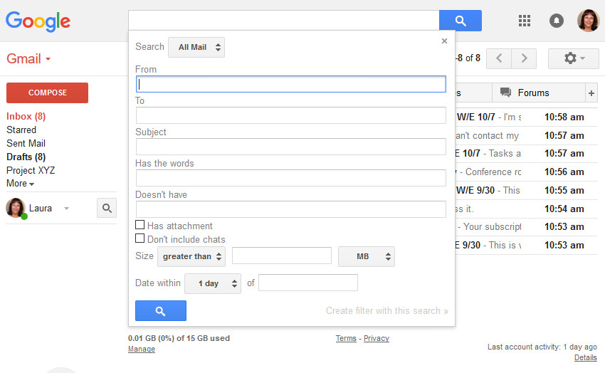 gmail advanced search